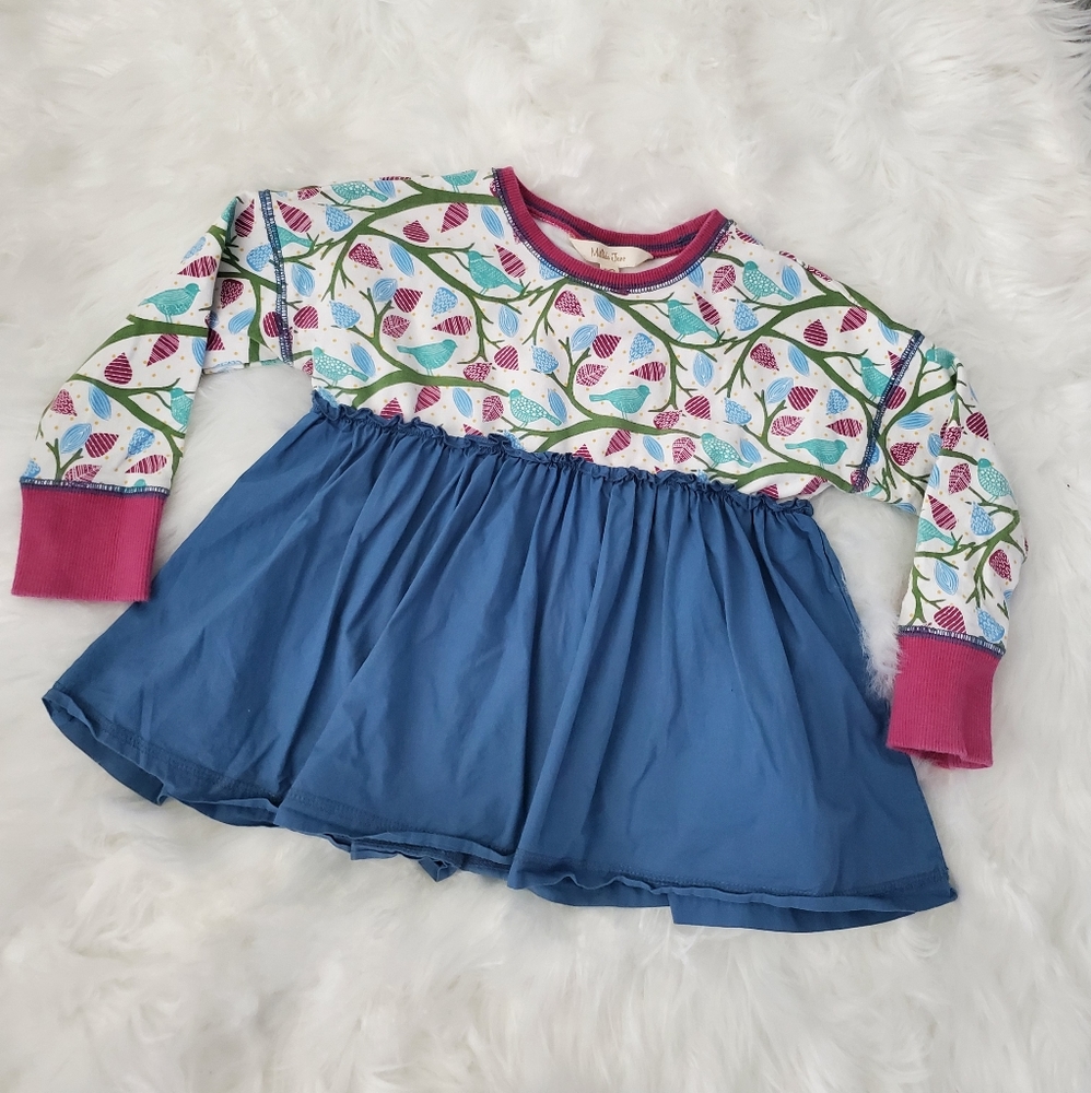 Matilda Jane Let's Go Together White & Blue Tweet Tweet Bird Tunic size 4. Good